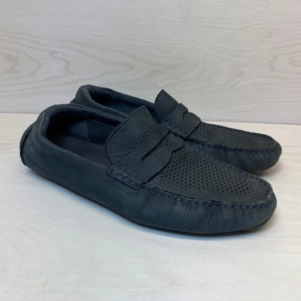 Cole Haan Mens 9.5 Penny Loafer Driver Moc Navy C37215 Casual Comfort Shoes
